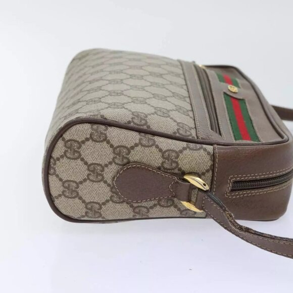 GUCCI GG Supreme Web Sherry Line Shoulder Bag PVC Beige - Picture 11 of 16